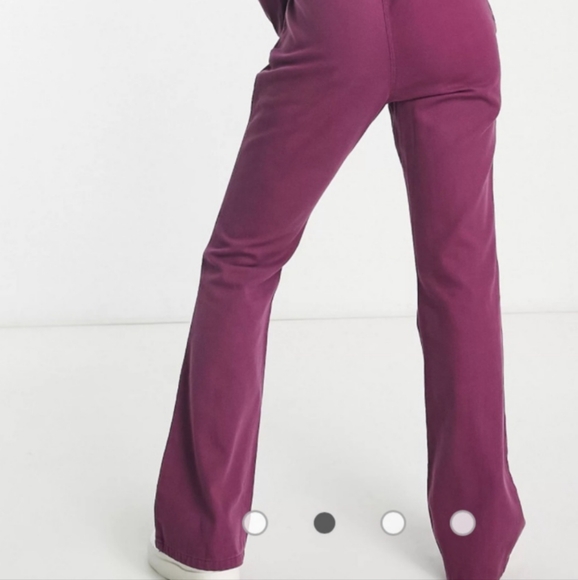 ASOS MISS SELFRIDGE LONG SLEEVE TWILL BOILER SUIT IN BURGUNDY - Picture 3 of 4